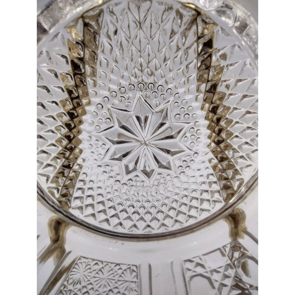 Small Plates Saucers Clear Glass Cut Daisey and Cane  Malaysian Marked Set of 3 - Picture 11 of 13